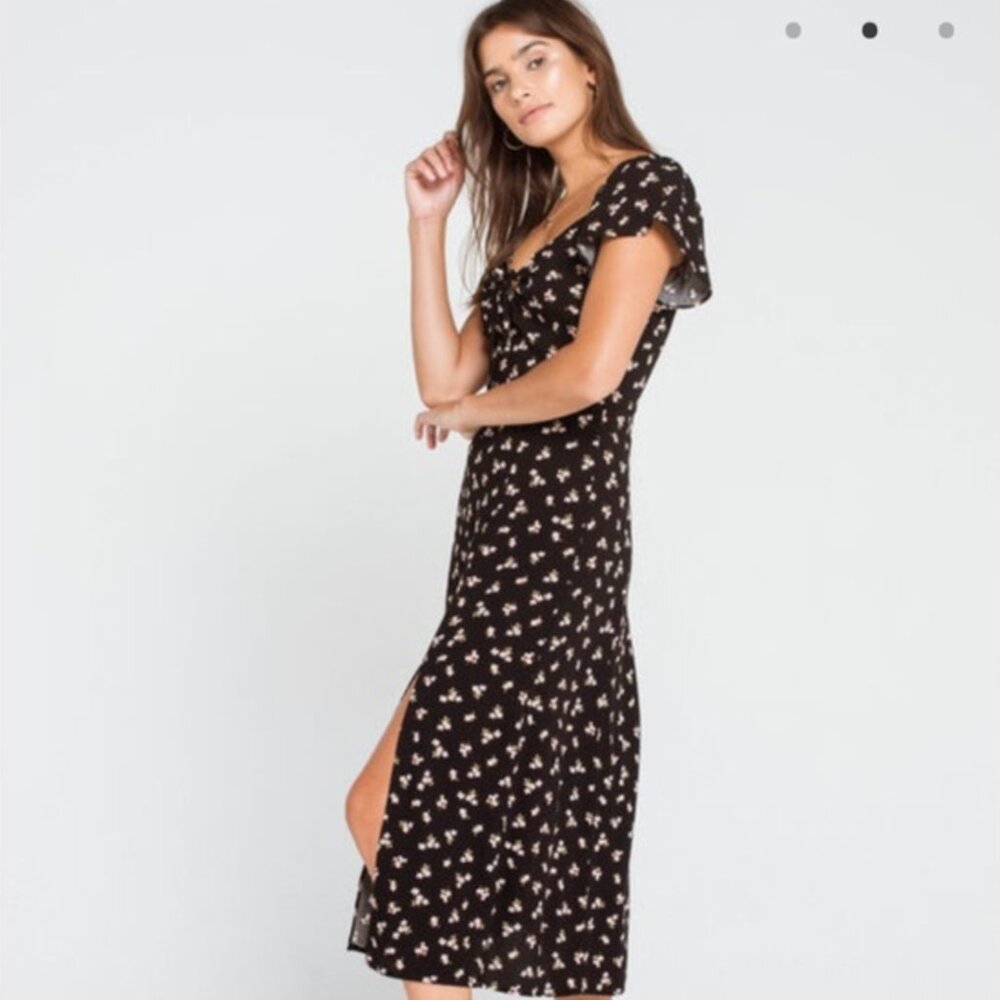 West Of Melrose Wildflower Midi Dress Black White Pink Small